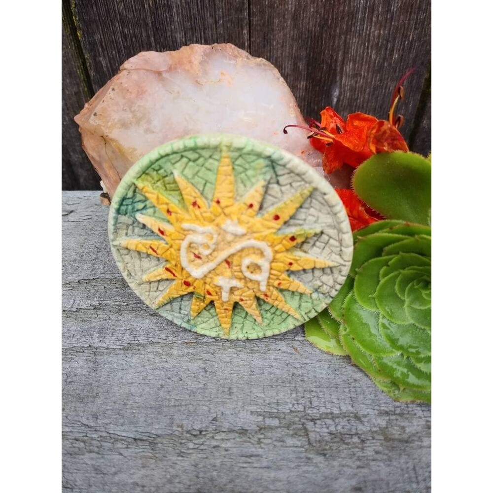 Vintage Mystical Sun Brooch, Egyptian Style Pin, Goddess Jewelry, Mystic Gift